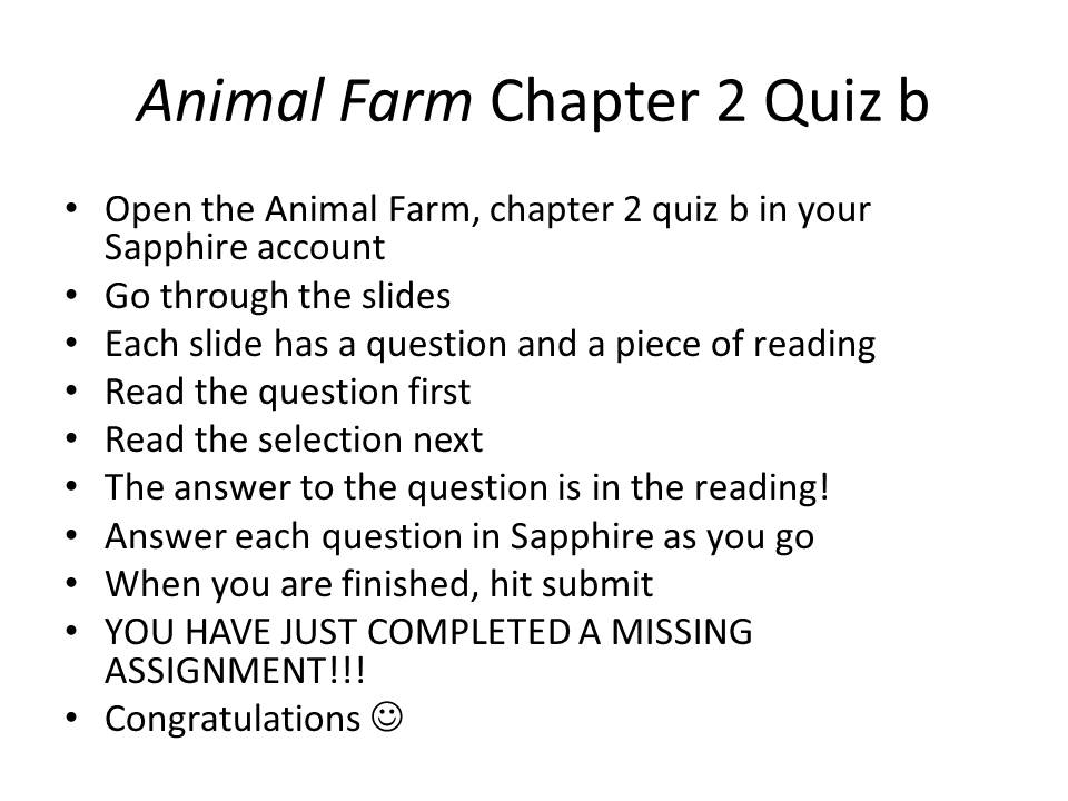 ANIMAL FARM HELP - Mrs. Twiddy's LAC Class